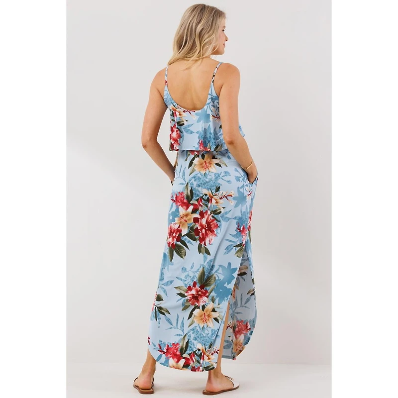Hello Miz Maternity Floral Maxi Dress with Nursing Access and Pockets