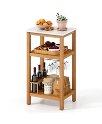 Slickblue Outdoor Patio Storage Cabinet Acacia Wood Bar Table Cabinet