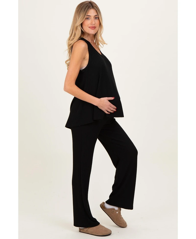 Pinkblush Maternity Black Rib Knit Tank and Pant Set