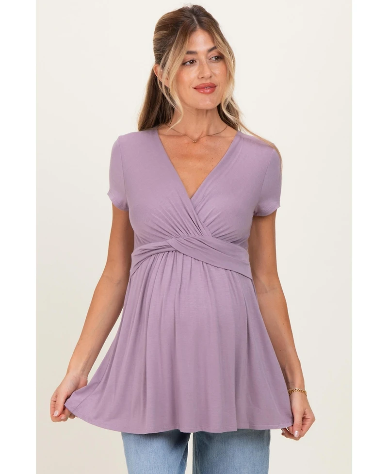 Pinkblush Maternity Dusty Plum Draped Front Nursing Top