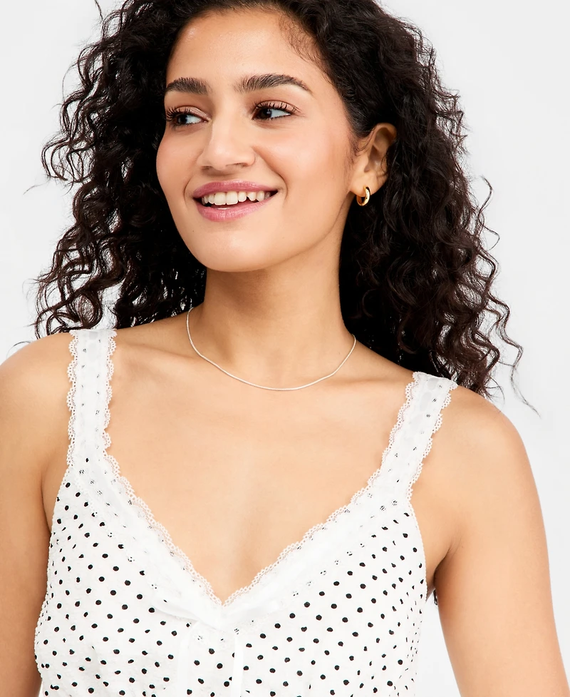 Madden Girl Juniors' Polka-Dot Tie-Front Babydoll Tank Top