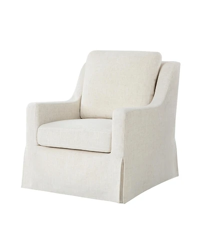 Hulala Home Wimberly 30"W Farmhouse Slipcover Swivel Rocking Chair with Pillow Back