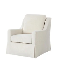 Hulala Home Wimberly 30"W Farmhouse Slipcover Swivel Rocking Chair with Pillow Back