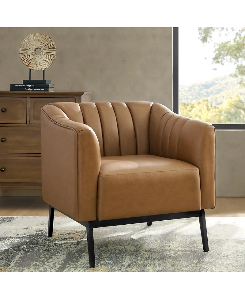 Hulala Home Byanka Industry Wide Faux Leather Chair with Channel Tufting