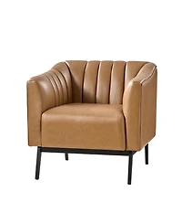 Hulala Home Byanka Industry Wide Faux Leather Chair with Channel Tufting