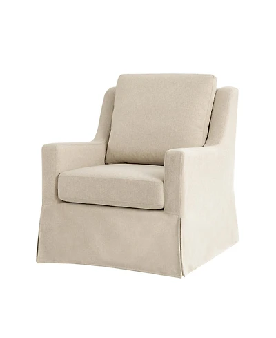 Hulala Home Wimberly 30"W Farmhouse Slipcover Swivel Rocking Chair with Pillow Back