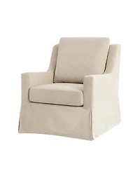 Hulala Home Wimberly 30"W Farmhouse Slipcover Swivel Rocking Chair with Pillow Back