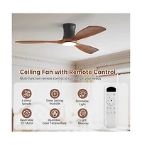 Sofucor 48-inch Modern 3-Blade Ceiling Fan with Light and Remote Control