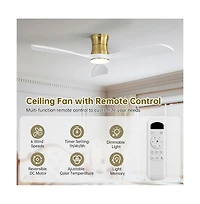 Sofucor 48-inch Modern 3-Blade Ceiling Fan with Light and Remote Control