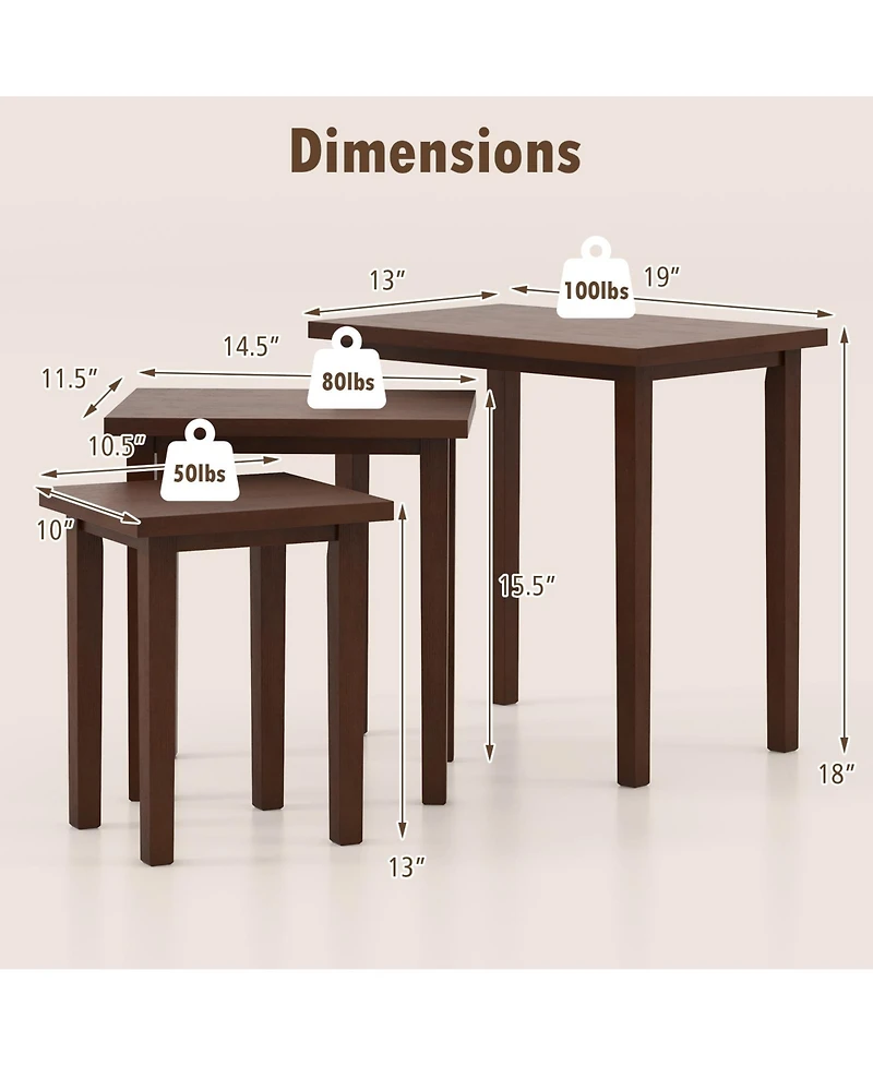 Slickblue Farmhouse Rectangle Side Table Set of 3, Rustic End Tables for Living Room