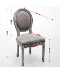 Clihome French Style Solid Wood Frame Antique Painting Linen Fabric Back Dining Chair,Set of 2
