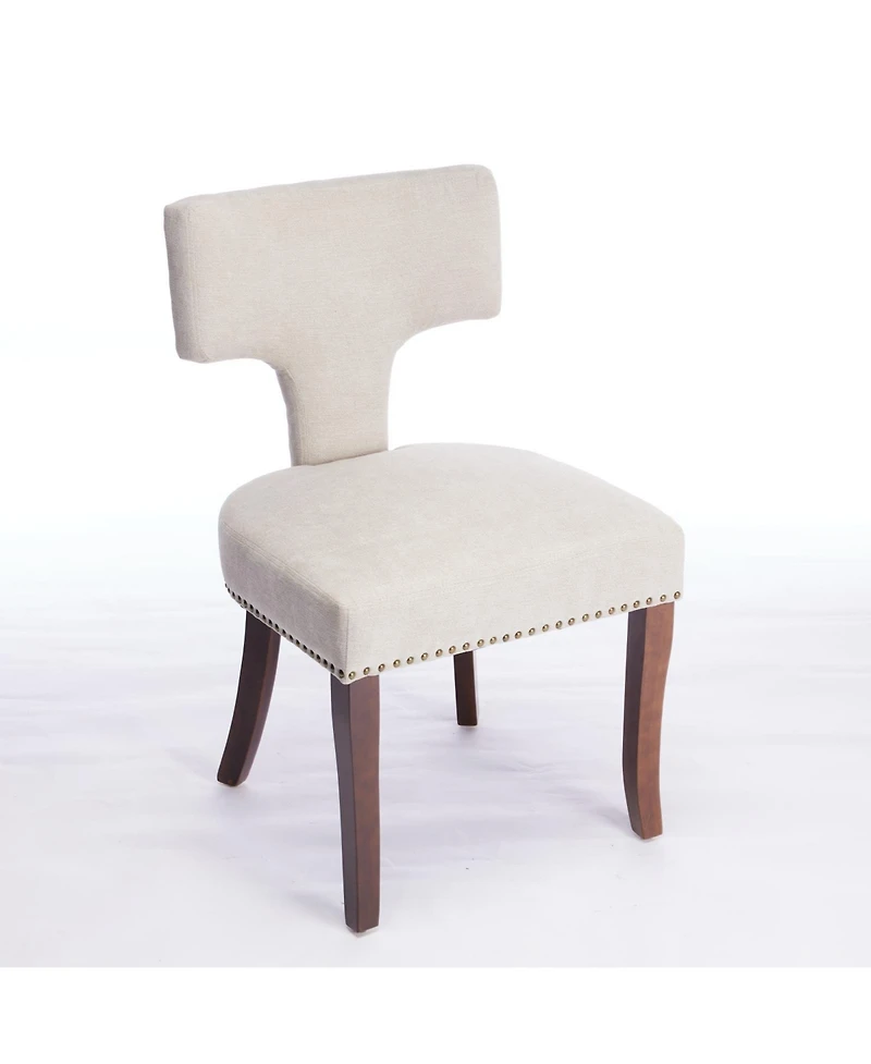 Clihome Mid Century Modern Dining Chairs Set of 2, Farmhouse Chenille Fabric Upholstered Curved Backrest