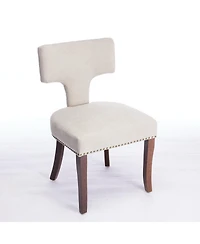 Clihome Mid Century Modern Dining Chairs Set of 2, Farmhouse Chenille Fabric Upholstered Curved Backrest