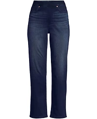 Lands' End Women's Starfish High Rise Knit Denim Straight Crop Jeans