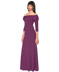 White Tie by Shani Women's Off-The-Shoulder Floral Applique Ball Gown