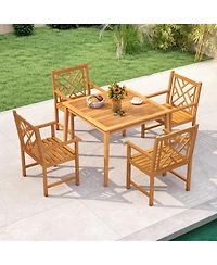 Slickblue Outdoor Dining Set 5 Piece Wood Square Table with Chairs