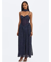 Miss Circle Women's Juliette Polka Dot Chiffon Maxi Dress
