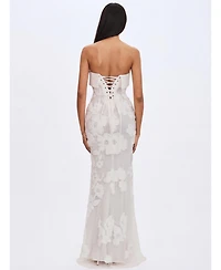 Miss Circle Women's Raphaela White Floral Strapless Mermaid Wedding Dress