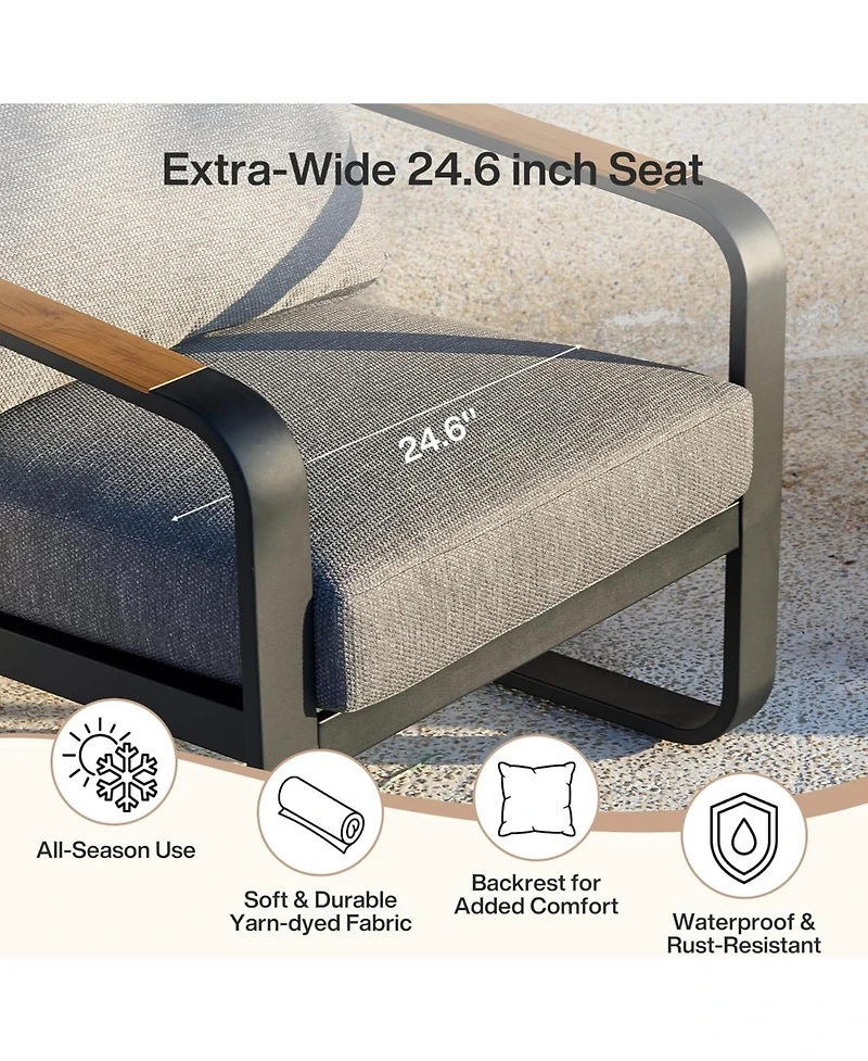 Tribesigns 5-Piece Outdoor Patio Furniture Set with 2 Chairs, 1 Loveseat, 1 Coffee Table and 1 Side Table,Modern Outdoor Conversation Set for Poolside