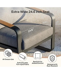 Tribesigns 5-Piece Outdoor Patio Furniture Set with 2 Chairs, 1 Loveseat, 1 Coffee Table and 1 Side Table,Modern Outdoor Conversation Set for Poolside