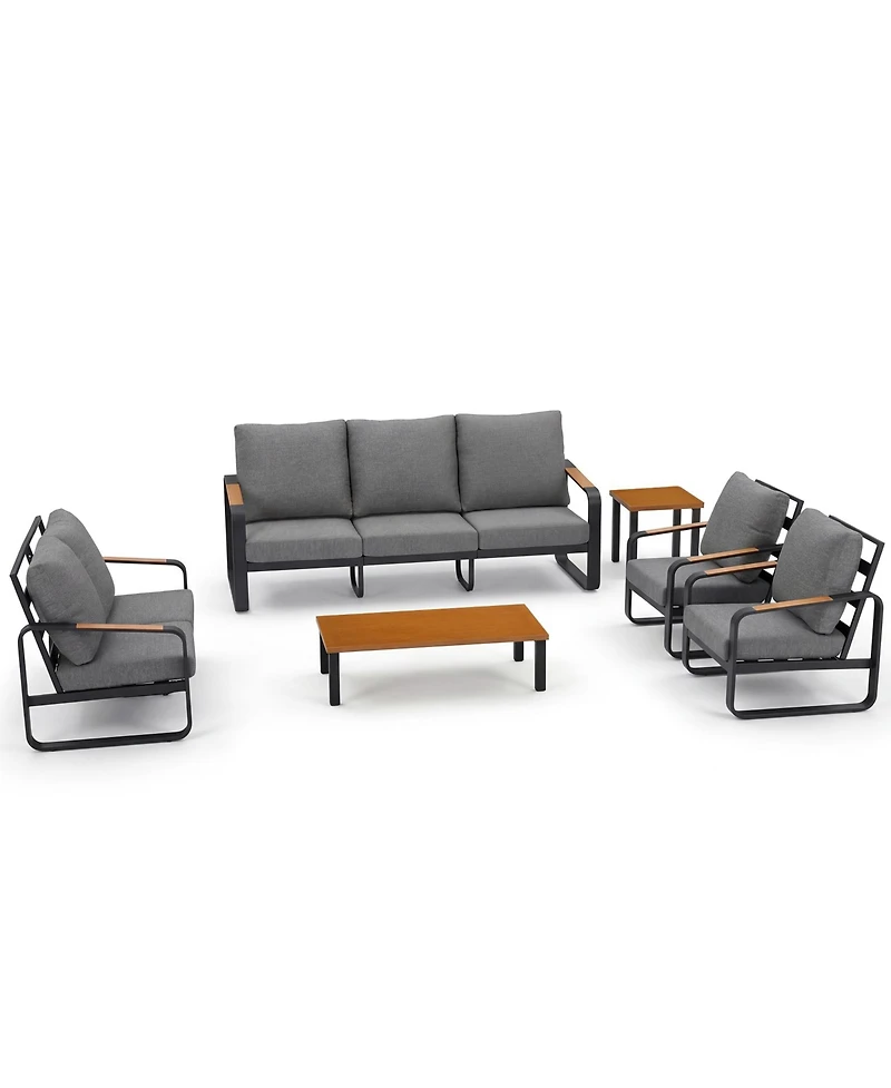 Tribesigns 6-Piece Outdoor Patio Furniture Set with 4 Sofas, 1Side Table and 1 Coffee Table