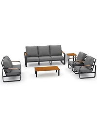 Tribesigns 6-Piece Outdoor Patio Furniture Set with 4 Sofas, 1Side Table and 1 Coffee Table