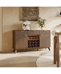 gaomon 60" Wine Bar Cabinet – Freestanding Liquor and Coffee Station with Rack, Glass Holder, Adjustable Shelves, Hutch for Living Room