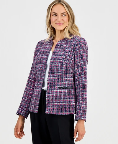 Kasper Petite Open-Front Collarless Sweater