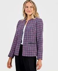 Kasper Petite Open-Front Collarless Sweater