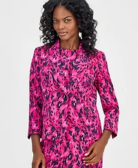 Kasper Women's Printed Shawl-Collar Scuba Jacket