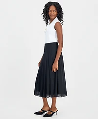 Kasper Women's Pull-On Pleat-Front Midi Skirt