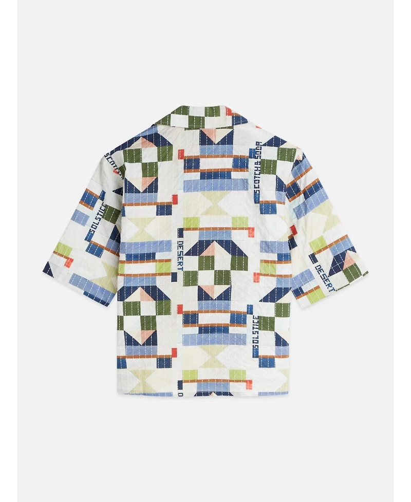 Scotch & Soda Women's Stitch-Embroidered Printed Short Sleeve Shirt