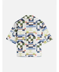 Scotch & Soda Women's Stitch-Embroidered Printed Short Sleeve Shirt