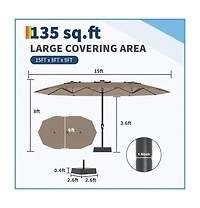 Gaomon Extra Large Double Sided Lighted Patio Umbrella with Weighted Base for Outdoor Entertaining