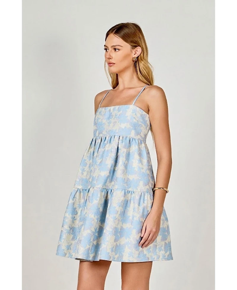 endless rose Women's Floral Jacquard Mini Dress