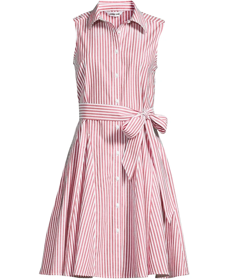 Lands' End Women's Poplin Button Front Dress with Godets