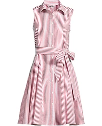 Lands' End Women's Poplin Button Front Dress with Godets