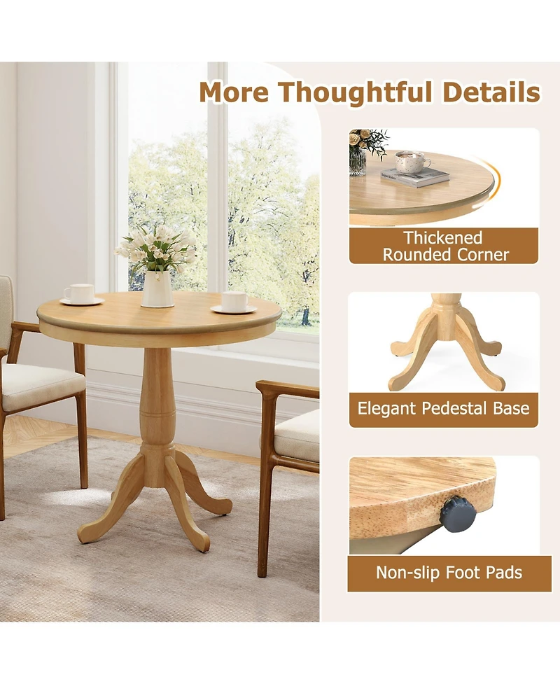 Gymax Round Pedestal Dining Table High Top Ped Table Kitchen Dining Room