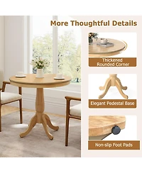 Gymax Round Pedestal Dining Table High Top Ped Table Kitchen Dining Room