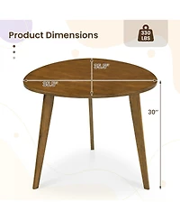 Gymax Triangle Dining Table Farmhouse Kitchen Table w/ Solid Rubber Wood Legs
