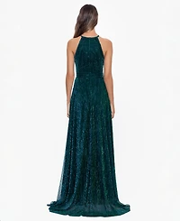 B&A By Betsy and Adam Women's Metallic Halter Gown