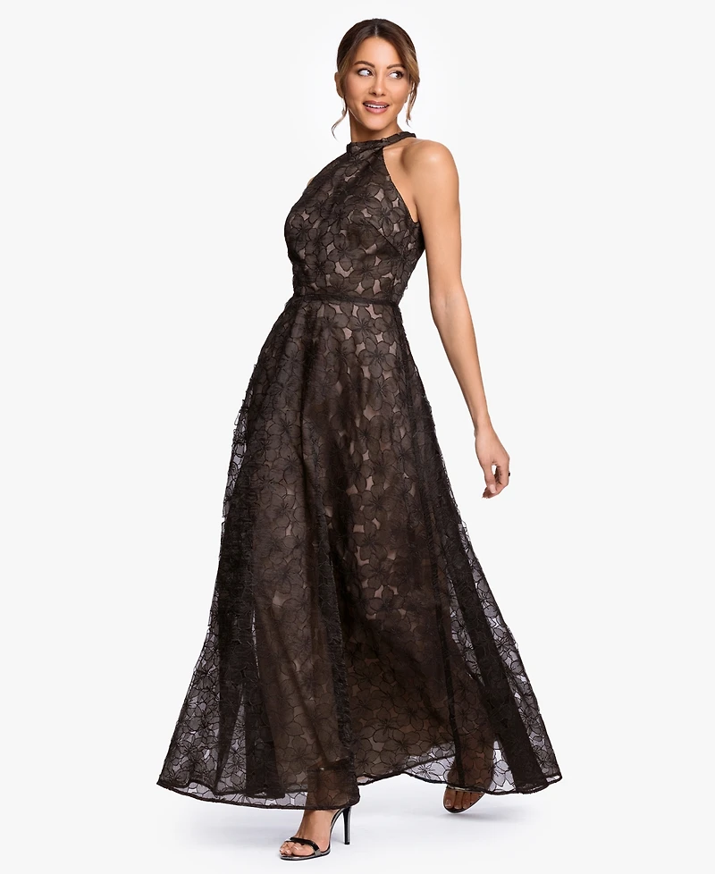 Betsy & Adam Women's Embroidered A-Line Gown