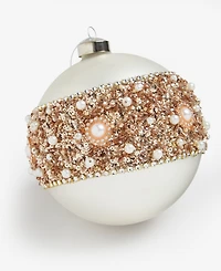 Holiday Lane Jeweled Classics Matte Large Size Ball with Bead Design Ornament, Macy's Exclusive