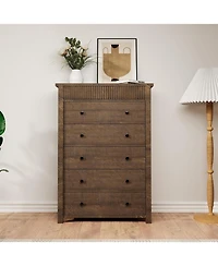 gaomon 5 Drawer Tall Dresser, 31.5 in Wide Modern Fluted Wooden Chest of Drawers
