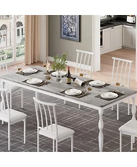 homfan Rectangular Dining Table for 6 to 8 with Metal Legs,in Farmhouse Kitchen