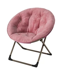 gaomon Saucer Chair Folding Faux Fur Lounge Chair with Metal Frame, Cozy Moon Chair for Bedroom, Dorm, Living Room, Apartment, Coffee