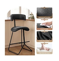 Gaomon 25 Inch Counter Height Bar Stools Set of 2, Modern Faux Leather High Barstools with Back and Metal Leg, Chairs for Kitchen Island