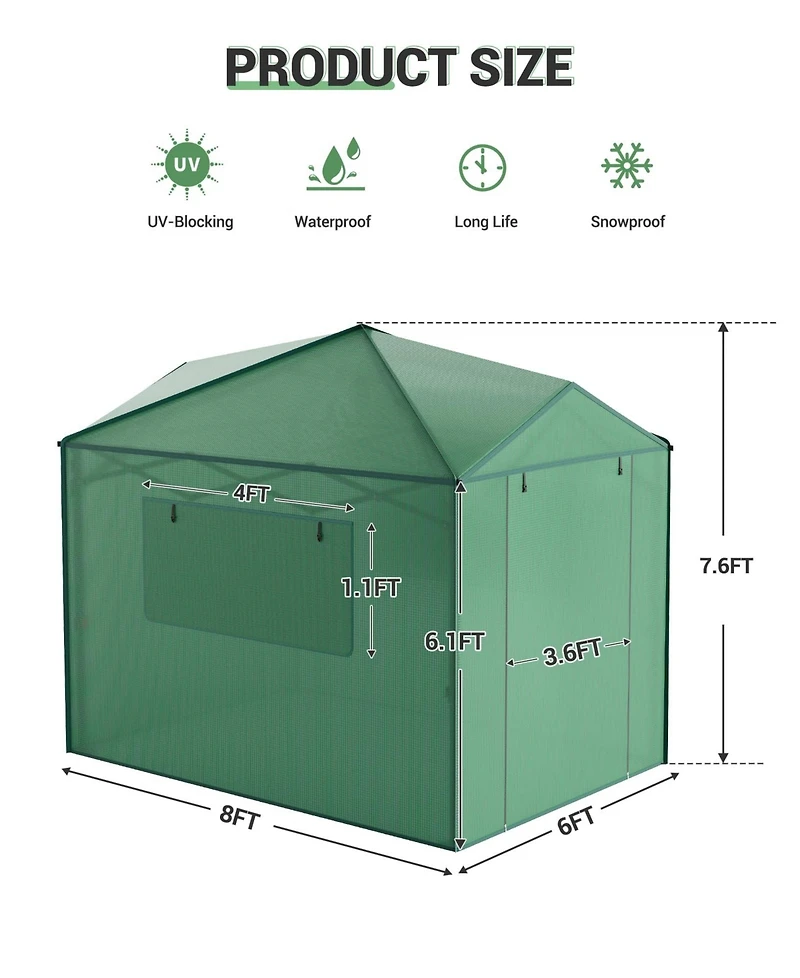 gaomon Pop-Up Greenhouse with Durable Pe Cover, Grow Tent for All Seasons Indoor Outdoor Plants