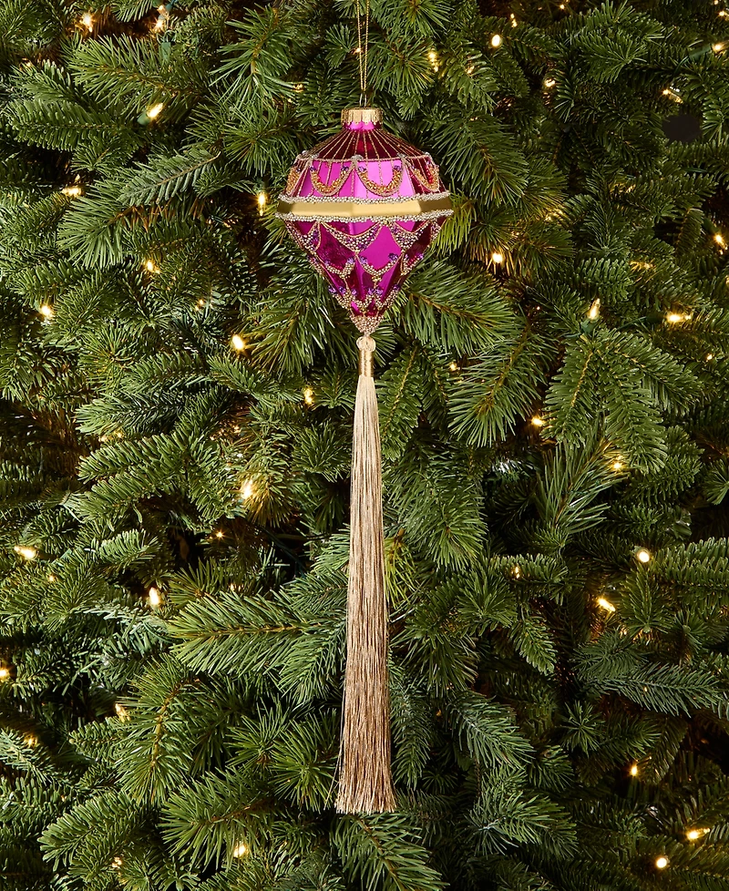 Holiday Lane Peacock Diamond-Shape Tasseled Ornament, Macy's Exclusive