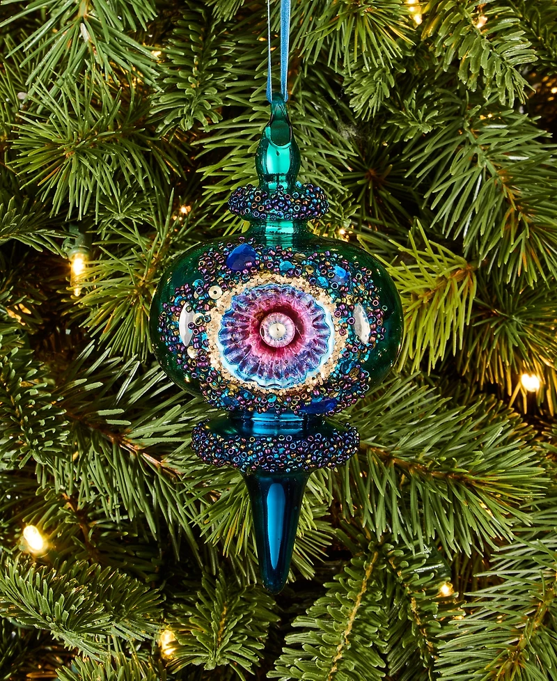 Holiday Lane Peacock Beaded Finial Ornament, Macy's Exclusive